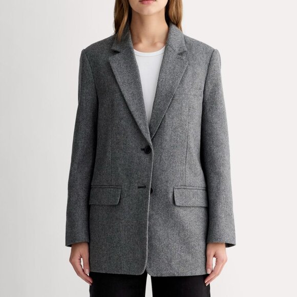 Everlane - The Oversized Blazer in Wool - Grey Herringbone Size 8 - Picture 1 of 4